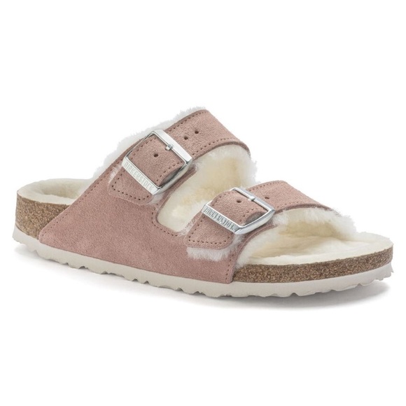 Birkenstock NEW Arizona Shearling Suede in Pink Clay/Natural Size US 8 / EU 39 - Picture 2 of 8